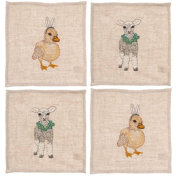Coral & Tusk Lamb and Duck Set of 4 Cocktail Napkins