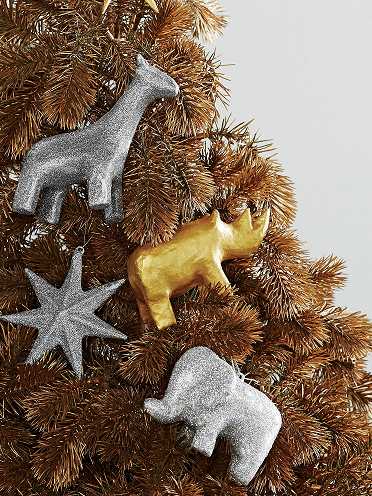 Dwell Studio Menagerie Ornaments in Silver Glitter