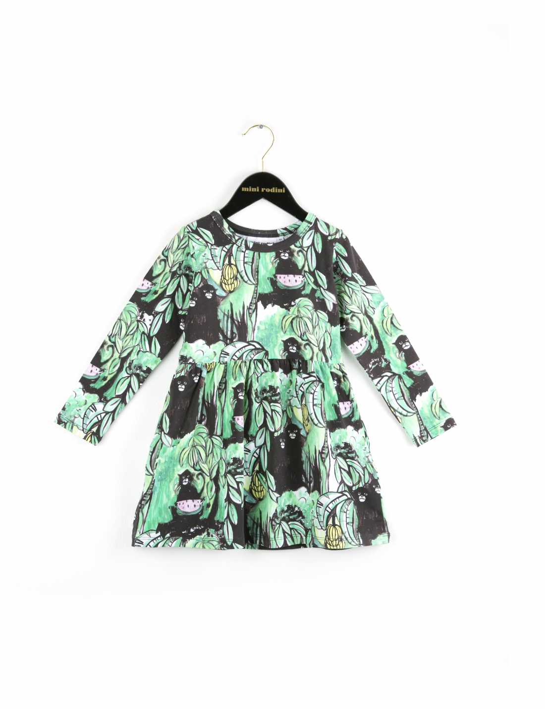 Mini Rodini Monkey Long Sleeve Dress Black