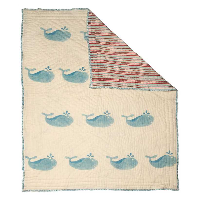 Naaya by Moonlight Blue Whale Organic Quilt from Maisonette