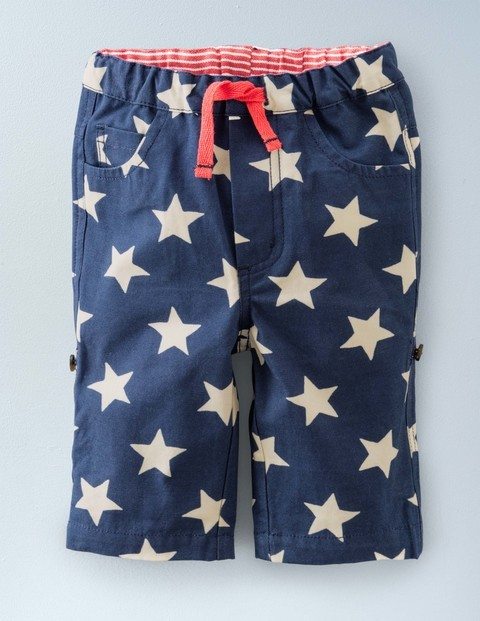 Mini Boden Fun Roll Up Pants In Indigo Star