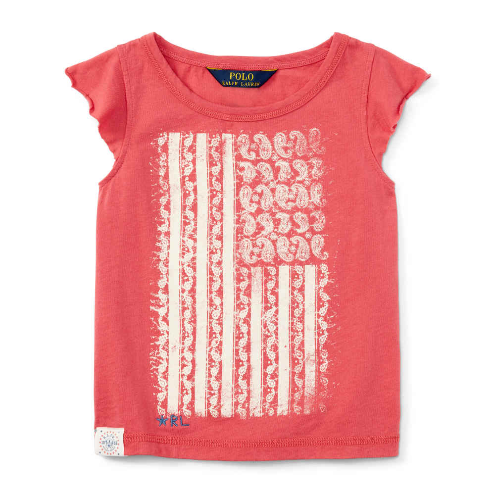 Ralph Lauren Kids Ruffle-Sleeve Graphic Tee