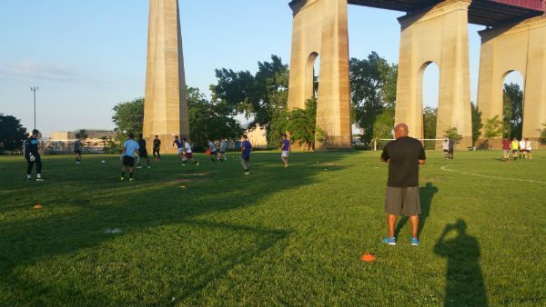 Director of Coaching, Ray Selvadurai, trains Manhattan SC teams on Randall's Island