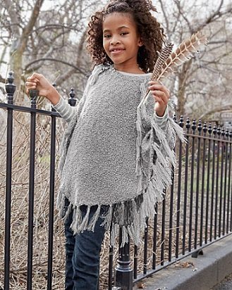 Garnet Hill Kids Fringe-Detail Poncho Sweater