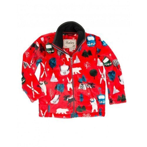 Hatley Vintage Ski Boys' Fuzzy Fleece Mock Neck Jacket