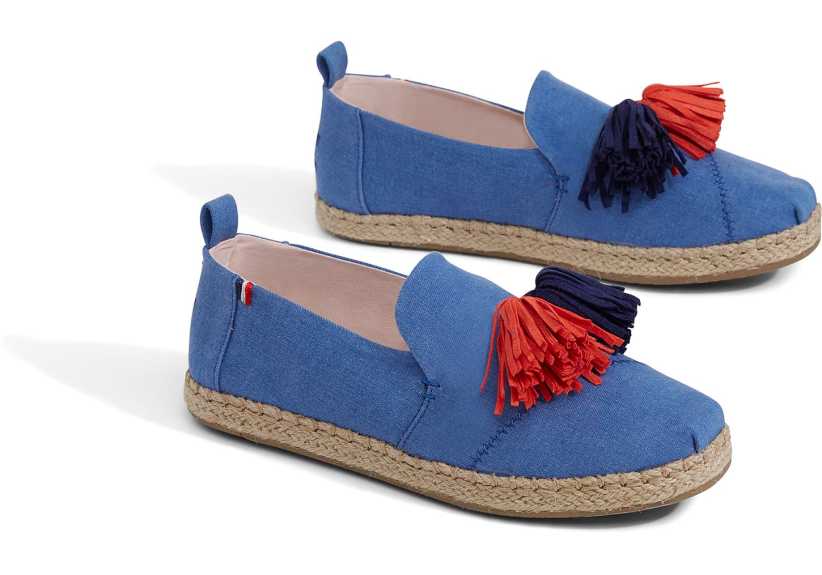 TOMS Clare V. Blue Denim Women's Deconstructed Alpargatas