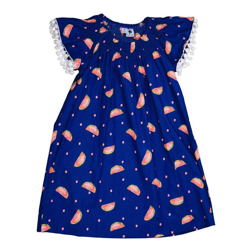Busy Bees Hadley Pom Pom Dress, Watermelon