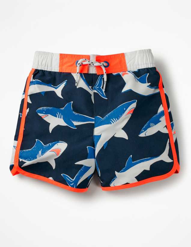 Boden School Navy Sharks Surf Shorts