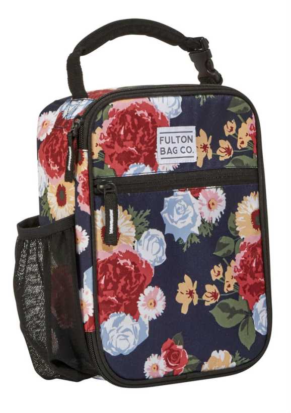 Fulton Bag Co. Upright Navy and Red Floral Lunch Bag