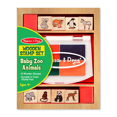 Wooden Stamp Set - Baby Zoo Animals