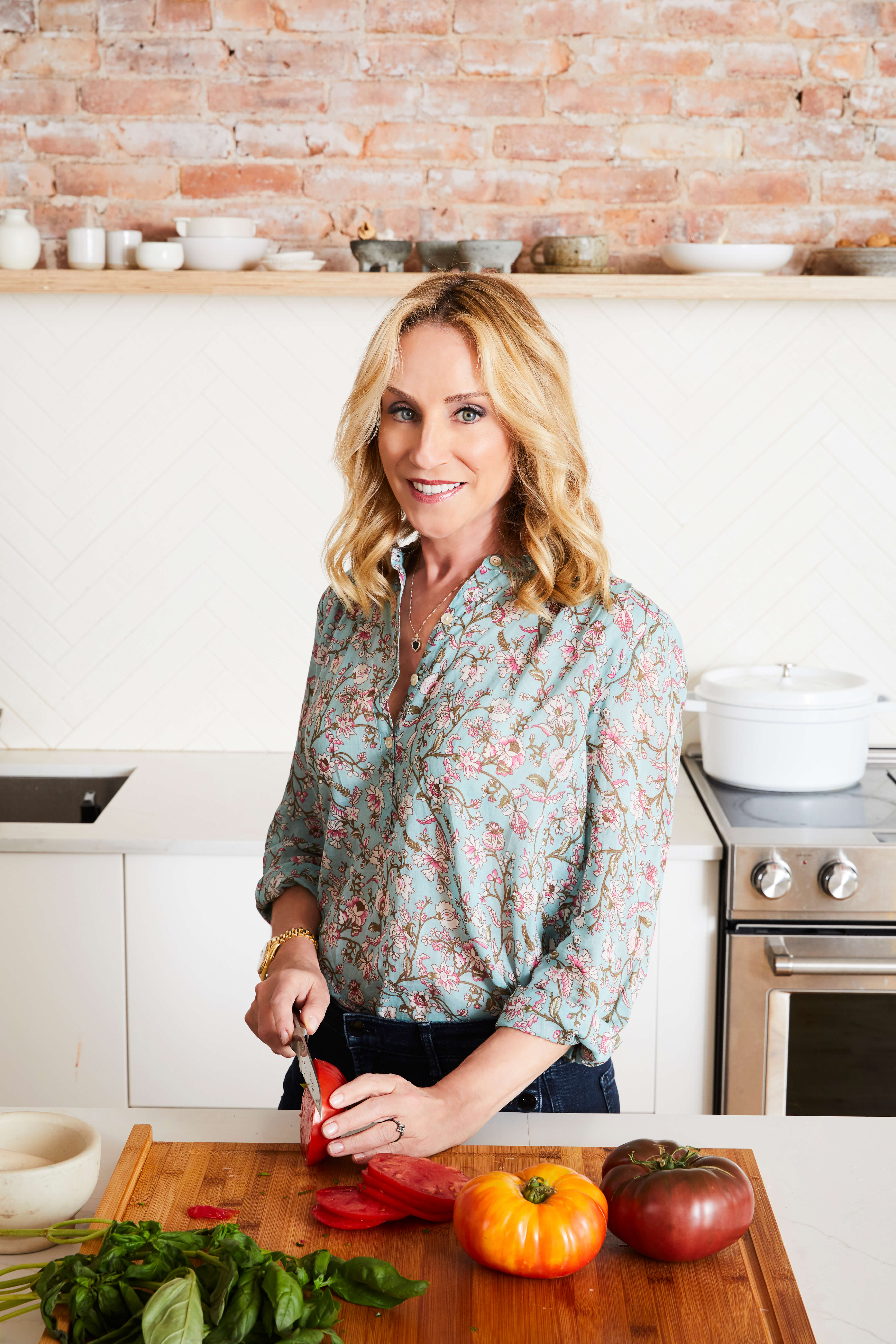 blonde woman cooking