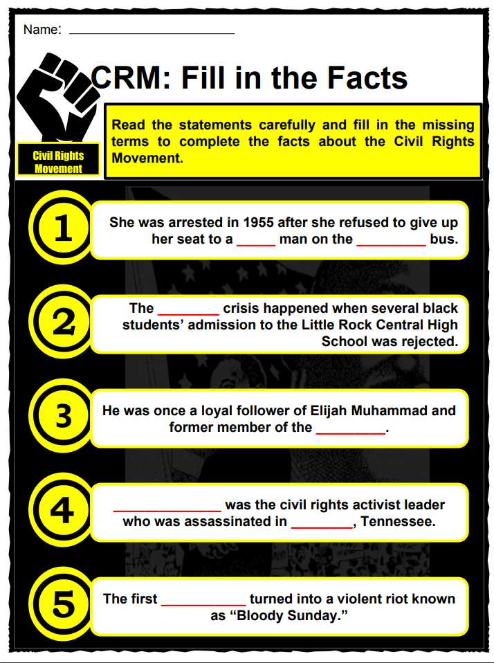 Civil Right Facts and Worksheets