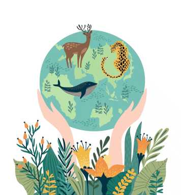 Vector illustration for Earth Day and other environmental concept. Isolated design for card, poster, banner, flyer and other use.