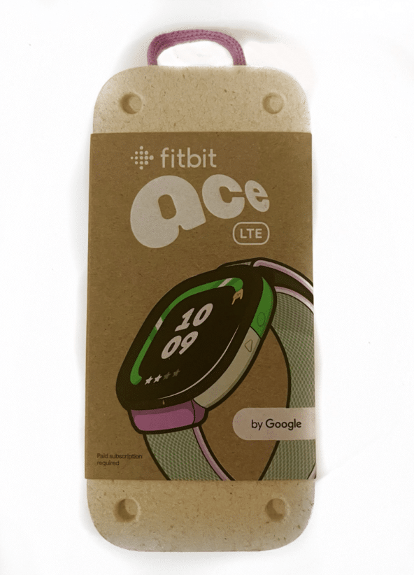 the Google Fitbit Ace LTE packaging
